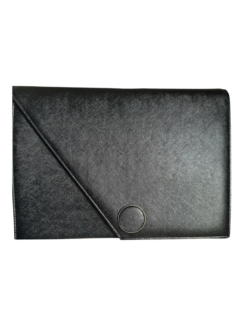 Yves Saint Laurent YSL Black Saffiano Leather Diagonal Envelope Clutch Bag